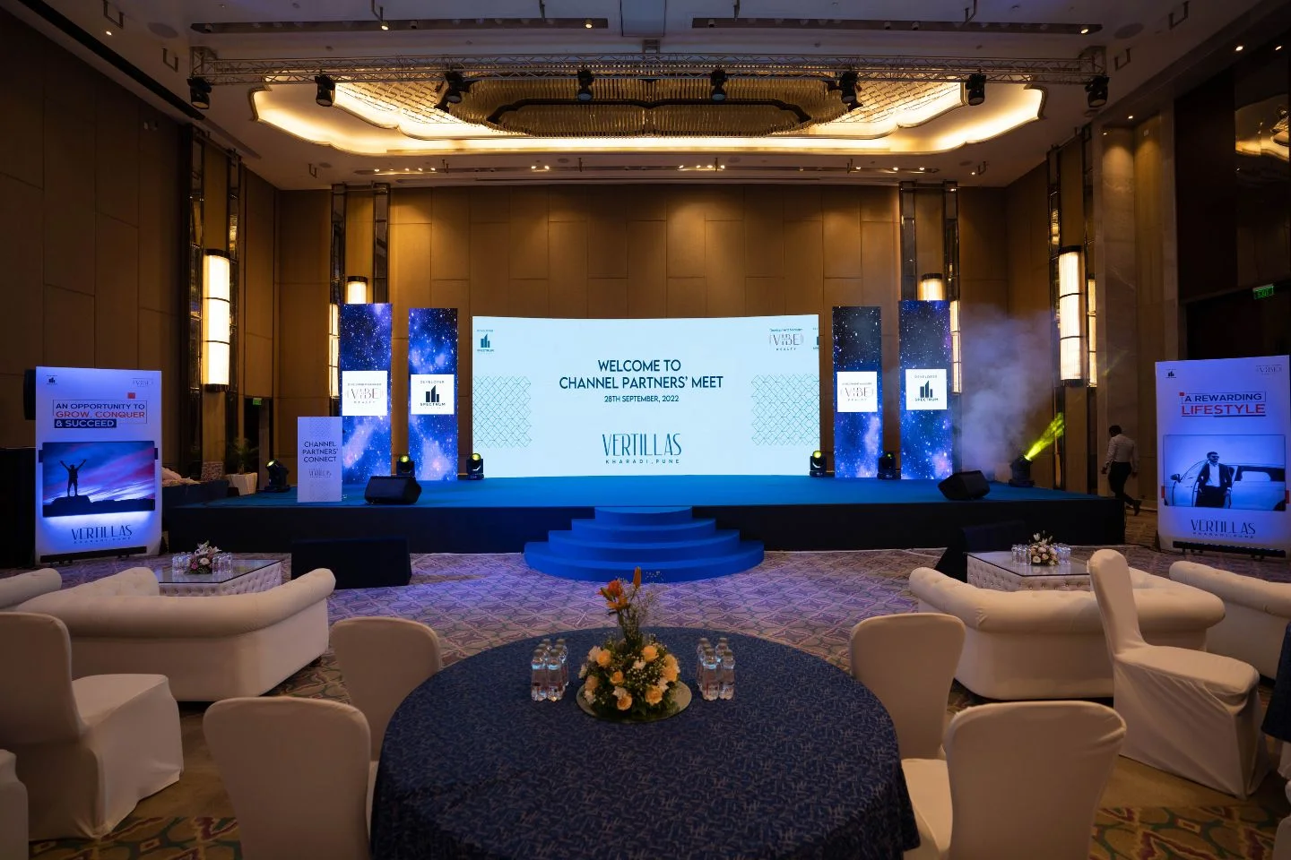 Corporate event stage setup by Our Vision Events in Pune